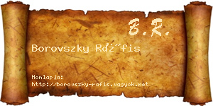 Borovszky Ráfis névjegykártya